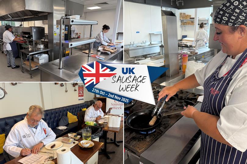 69307_ukswjudgingimages_246470_crop A home economist prepares sausage products for tasting as part of the UKSW judging process.