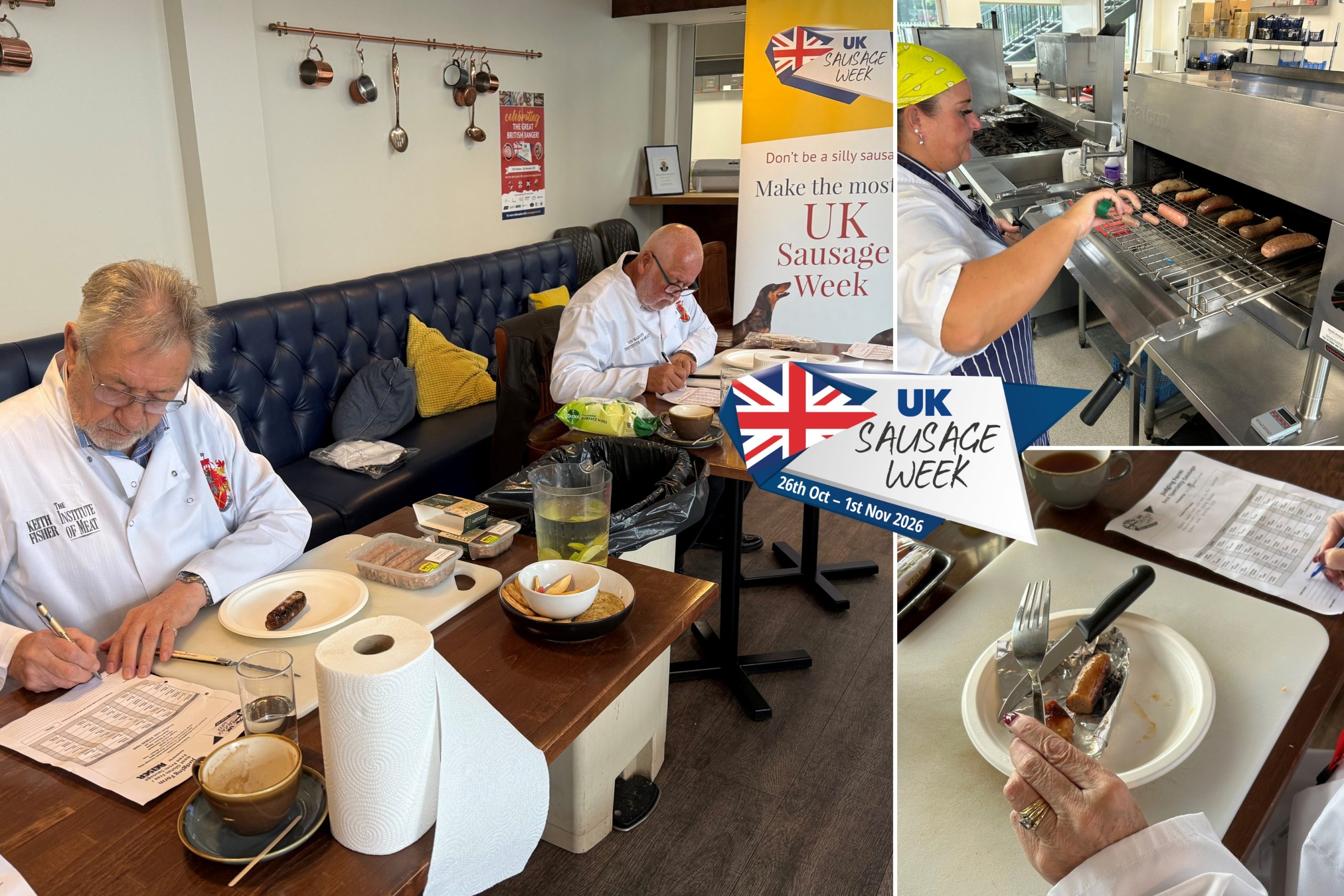 A home economist prepares sausage products for tasting as part of the UKSW judging process.