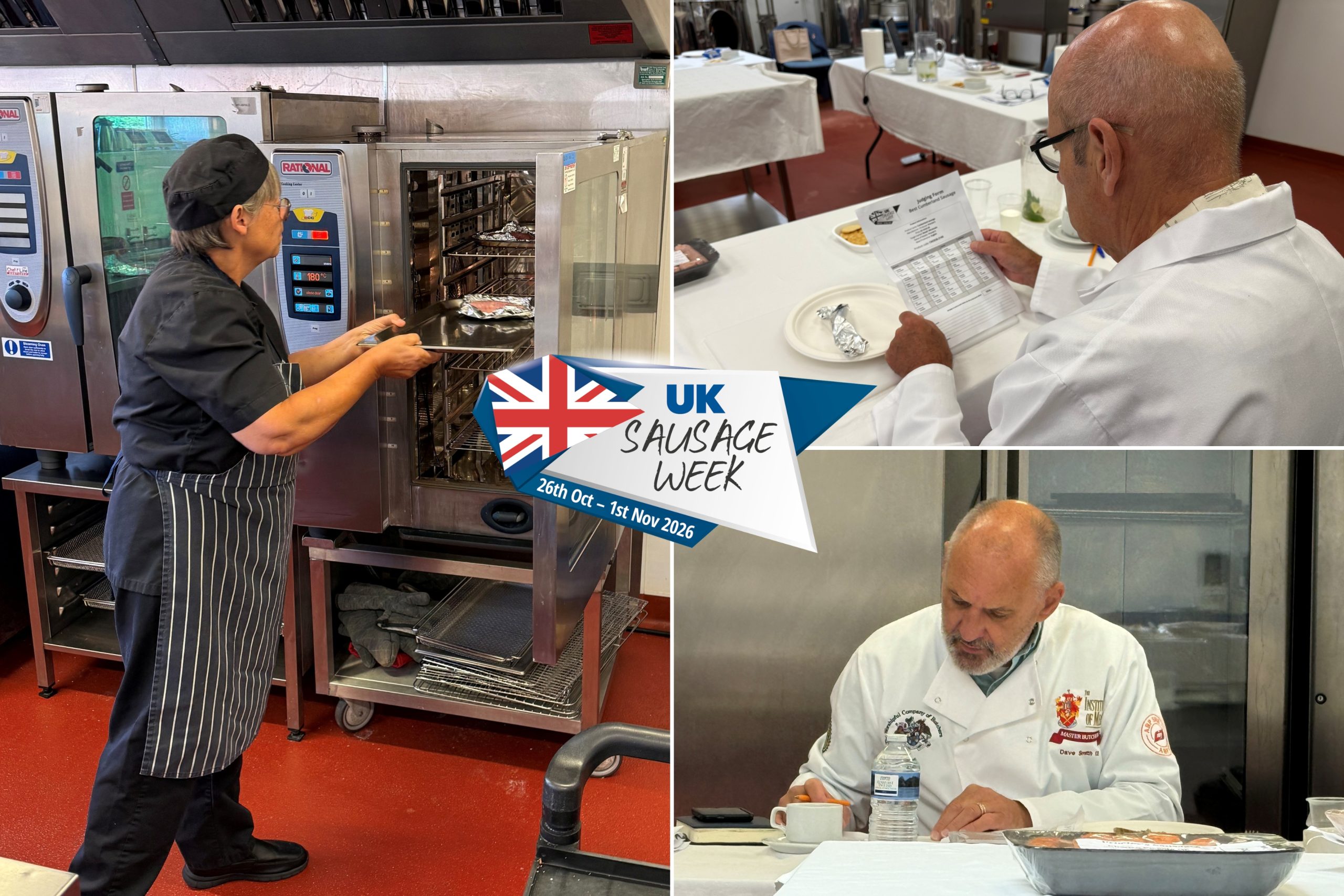 A home economist prepares sausage products for tasting as part of the UKSW judging process.